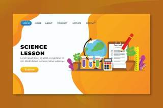 科学课xd psd ai矢量登录页UI界面插画设计science lesson xd psd ai vector landing page