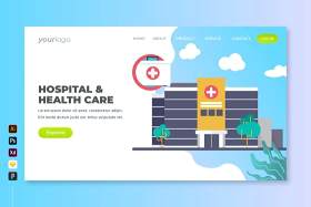 医院医疗保健登录页UI界面插画设计hospital health care landing page