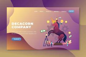 迪康公司psd和ai矢量登录页UI界面插画设计decacorn company psd and ai vector landing page