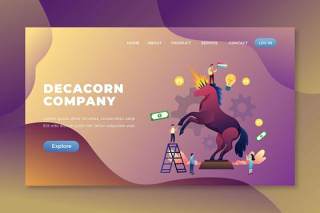 迪康公司psd和ai矢量登录页UI界面插画设计decacorn company psd and ai vector landing page