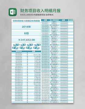 财务项目收入明细月报表