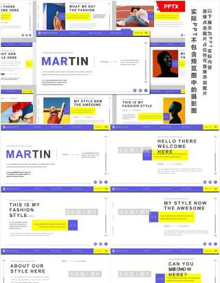 高端欧美风工作报告个人简历介绍PPT模板MARTIN Powerpoint Template