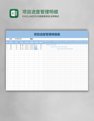 项目进度管理明细表excel模板
