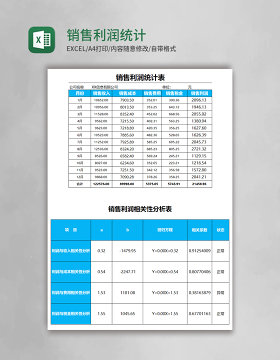 销售利润统计表Excel模板表格