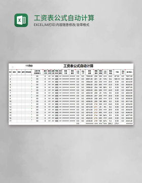 工资表公式自动计算excel表格模板