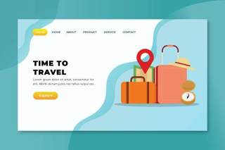 旅行时间XD PSD AI矢量登录页UI界面插画设计素材Time To Travel - XD PSD AI Vector Landing Page