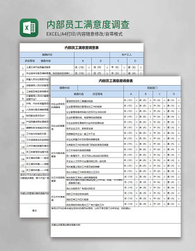 内部员工满意度调查表Execl模板