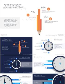创意铅笔钟表金字塔苹果图形图表PPT素材Pictoral