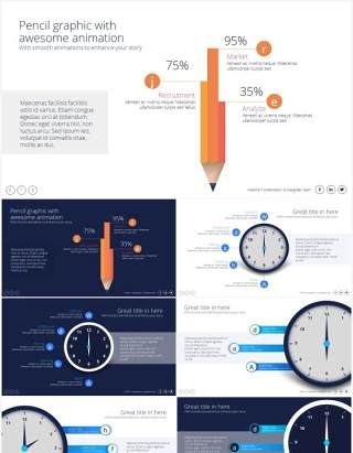 创意铅笔钟表金字塔苹果图形图表PPT素材Pictoral