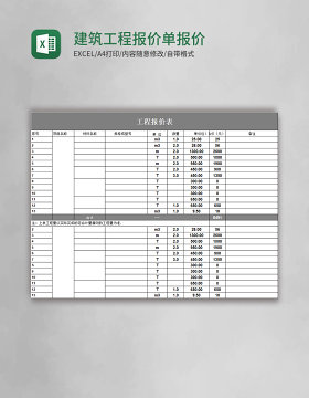 建筑工程报价单报价表格excel模板