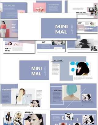 简约现代时尚作品展示PPT模板Minimal Modern Powerpoint