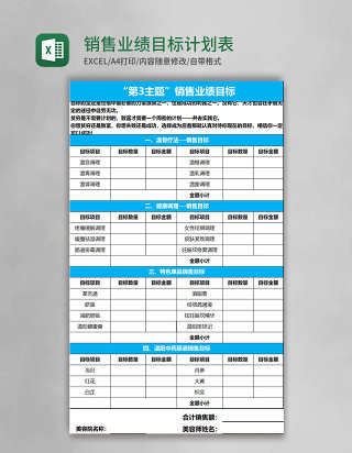 销售业绩目标计划表