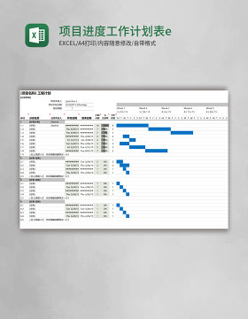 项目进度工作计划表excle模板