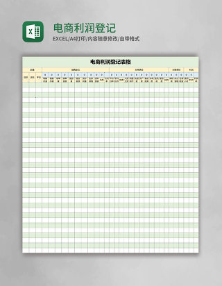 电商利润登记表格excel模板