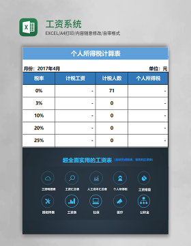 工资系统表格excel模板