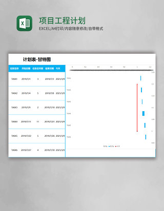 项目工程计划甘特图excel模板