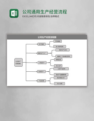 公司通用生产经营流程图Execl模板