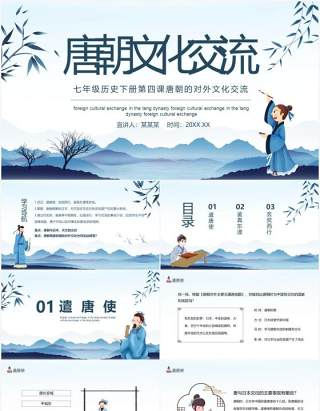 七年级历史下册第四课唐朝的对外文化交流动态PPT模板