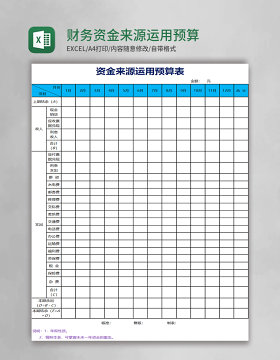 财务资金来源运用预算表