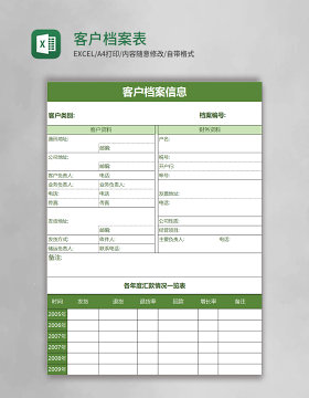 客户档案表EXCEL表格