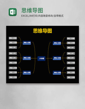 黑色思维导图excel模板