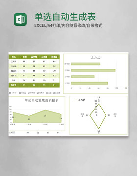 实用单选自动生成表总结报表excel模板