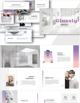 透明简约作品展示PPT模板Glassy Powerpoint Template