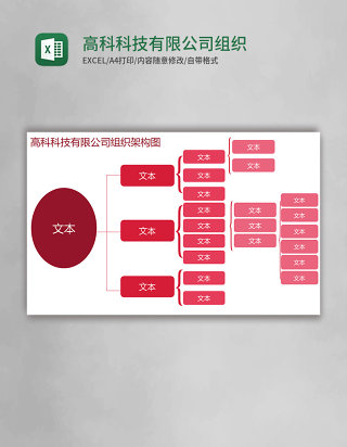 高科科技有限公司组织架构图excel表格模板