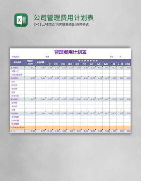 公司管理费用计划表excel表格模板