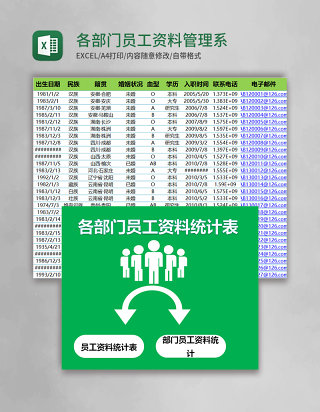 各部门员工资料管理系统统计表excel