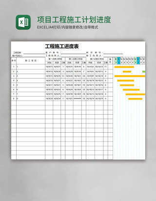 项目工程施工计划进度表（甘特图）excel模板