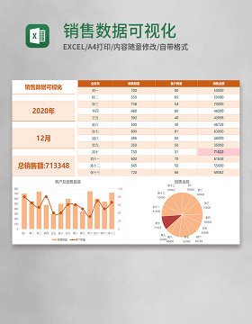 销售数据可视化Execl模板