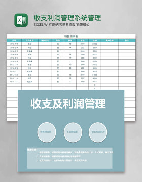 收支利润管理系统excel表模板管理系统