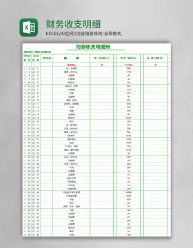 简约财务收支明细表excel模板