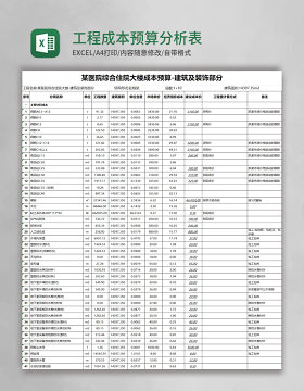 工程成本预算分析表