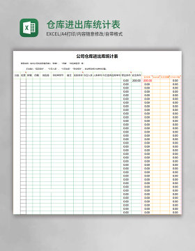 仓库进出库统计表excel模版