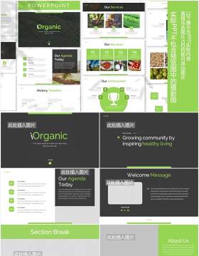 有机绿色食品图片排版设计PPT模板iOrganic - Vegan Powerpoint Template