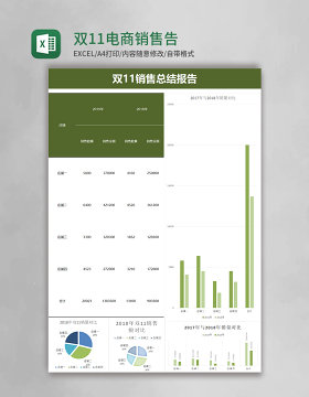 双11电商销售总结报告excel模板