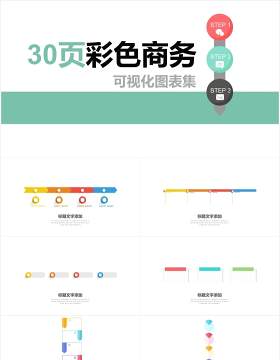 30页彩色商务可视化图表集PPT模板