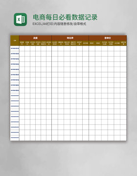 电商每日必看数据记录表excel模板