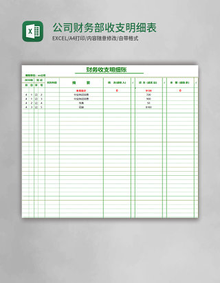 公司财务部收支明细表