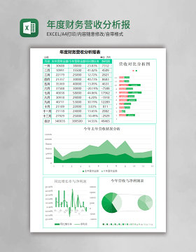 简约年度财务营收分析报表excel模板