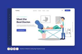 医疗保健和医疗登录页模板医生看病概念EPS矢量插画设计Healthcare & Medical Landing Page Template Concept