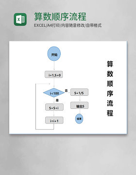 算数顺序流程Execl模板