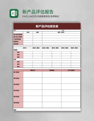 新产品评估报告表excel模板