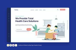 医疗保健和医疗登录页模板量血压EPS矢量插画设计概念Healthcare & Medical Landing Page Template Concept