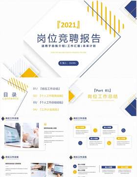 简约风岗位竞聘报告工作总结汇报动态PPT模板