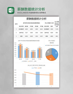 简约薪酬数据统计分析表excel模板