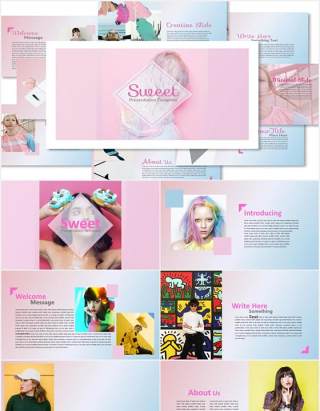 甜蜜图片作品展示PPT模板Sweet Powerpoint Template