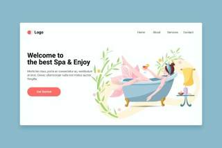 登录界面Spa平面web模板EPS矢量插画设计Spa flat web template for Landing page